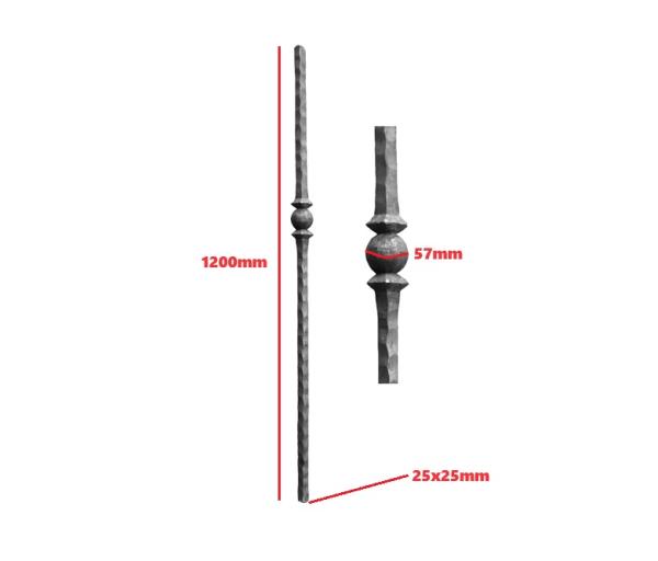 Stahlpfosten 1200mm Geländerstab Eisenstange Zierstab mit Element Zaunpfosten