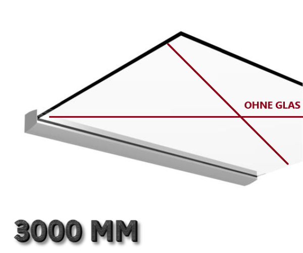 LED Glasvordach ALU 300cm Vordach Türvordach Überdachung Haustür für VSG 21,52mm