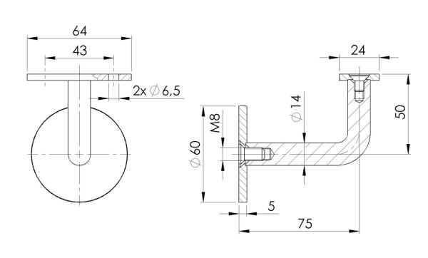 Wandhandlauf Handlauf Holz Natural Eiche Rohr 40x40 Wandhalterungen Edelstahl Handlaufträger 200cm Treppengeländer Treppe