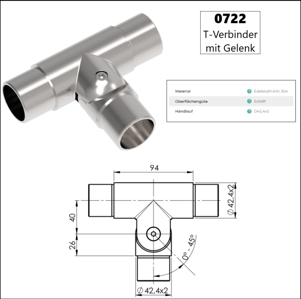 Edelstahl V2A Rohrverbinder Rohrbogen Wandanker 42,4 Rohr Verbinder Steckfitting