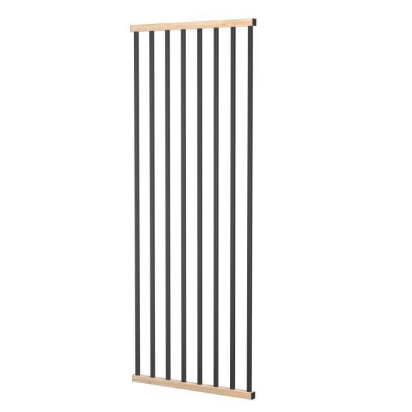 Harfengeländer Lamellen Wand Profil Schutzgitter Stahl Schwarz Holz Vertikal RAL