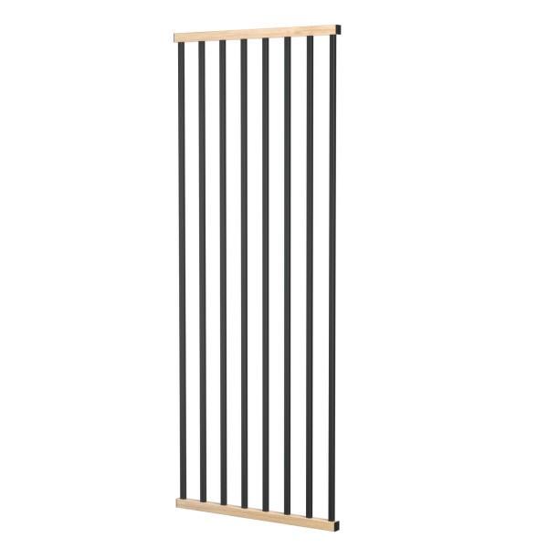 Harfengeländer Lamellen Wand Profil Schutzgitter Stahl Schwarz Holz Vertikal RAL