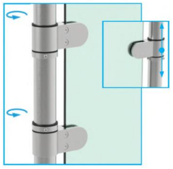 Edelstahl Glashalter Klemme Pfosten Glas verstellbar 42,4 regulierbar Schelle