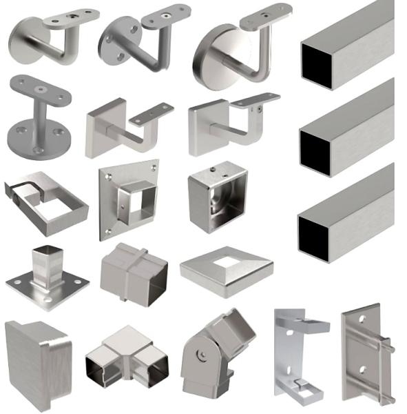 Geländer Komponenten 40x40 Eckig Handlaufhalter Profil Wandnanker Edelstahl V2A