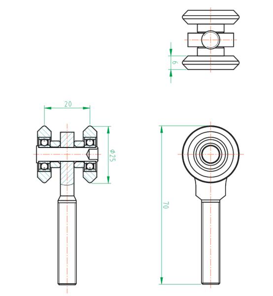 Zweirädriger Rollenapparat 33x34 mit Kugellage Zn, profi