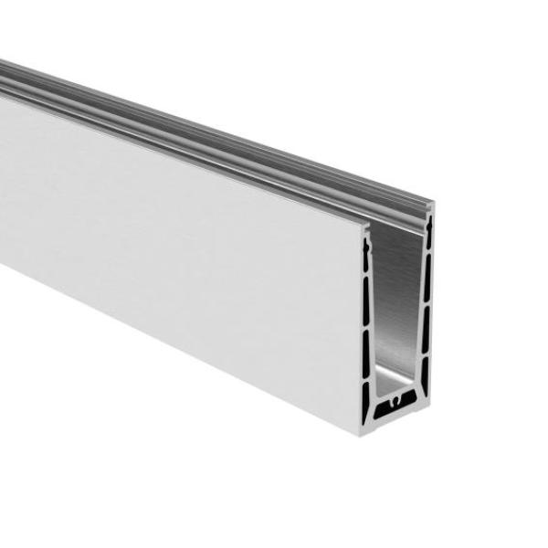 Aluminium Bodenprofil für Ganzglasgeländer U-Bodenprofil 2500mm 3,0kN  Glasgeländer Satin Elox