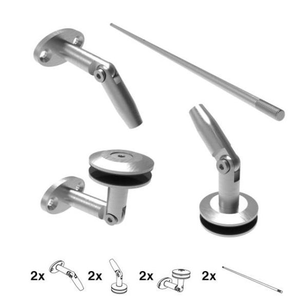 Glasvordach Edelstahl Vordachhalter Türvordach für Glas 8,76-17,52 mm V2A - SET