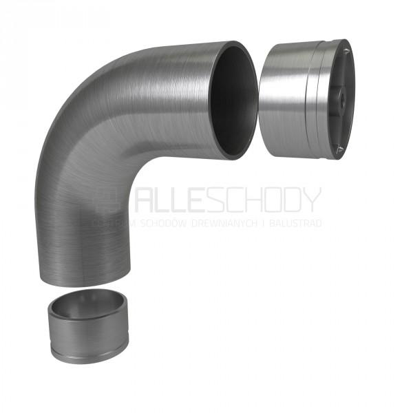 Verbinder 90 Grad für Holzhandlauf 42,4 mm Rundbogen Fitting mit Adapter Edelstahl V2A Holzhandlauf Holzadapter