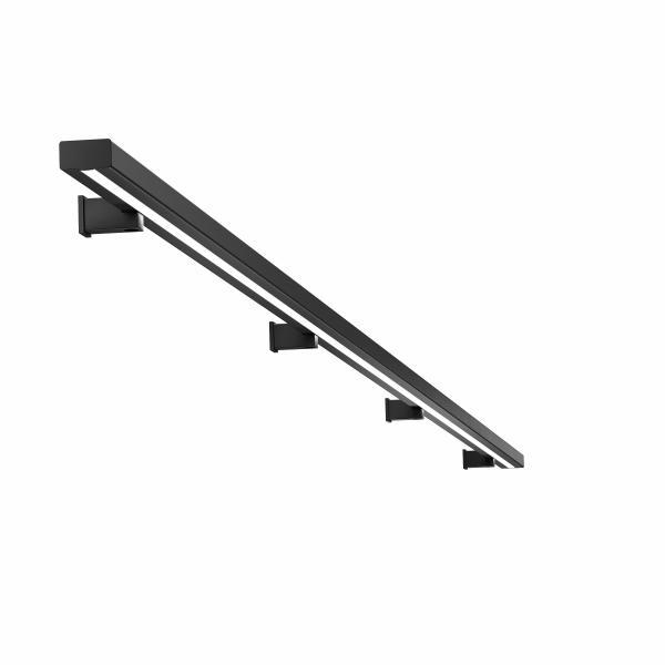 Wandhandlauf Handlauf mit LED Beleuchtung Stahl Pulverbemalt Schwarz Anthrazit Weiß 25x45 SLIM Wandhandlauf Geländer Treppe